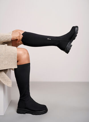Wide fit - Tall boot with stretch - Black - Zizzifashion Wide fit - Tall boot with stretch - Black - Zizzifashion