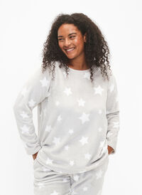 Long-sleeved blouse with stars, Grey Star, Model