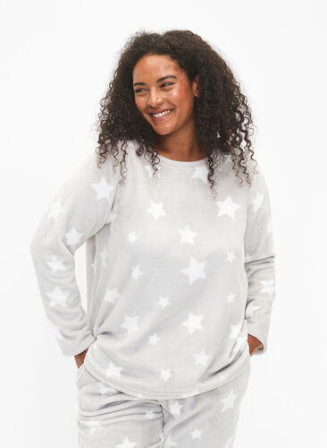 Long-sleeved blouse with stars, Grey Star, Model image number 0