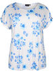 Floral viscose blouse with short sleeves, White Blue AOP, Packshot image number 0