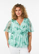 Floral chiffon blouse with short sleeves, Green, Model image number 0