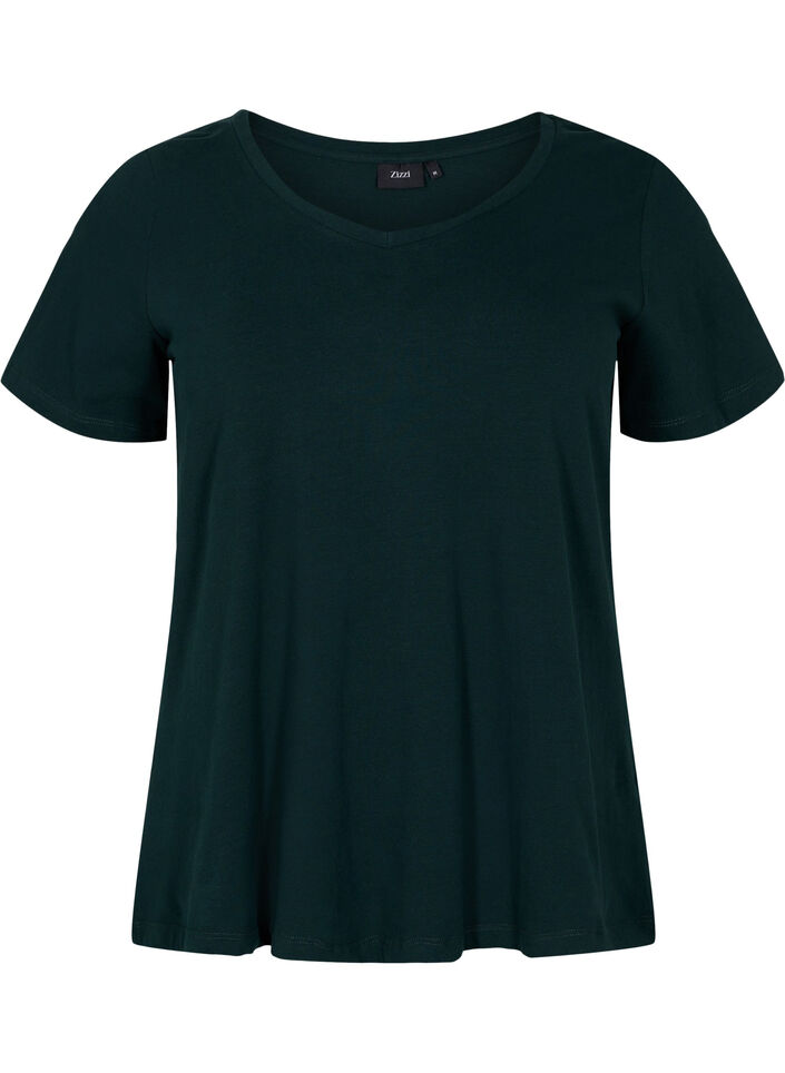 Basic plain cotton t-shirt, Green, Packshot image number 0