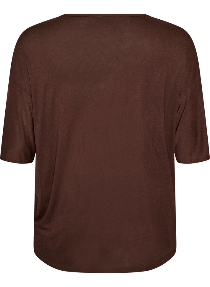 Loose T-shirt in viscose jersey, Brown, Packshot image number 1