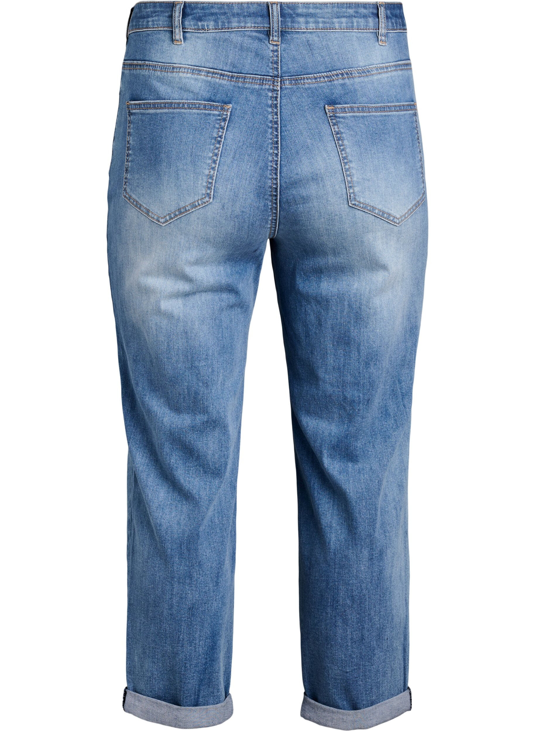 Zizzifashion7/8 jeans with turn-ups and a high waist, Blue, Packshot image number 1