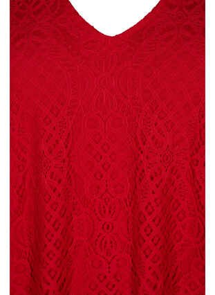Long-sleeved lace blouse with v-neck, Tango Red, Packshot image number 2