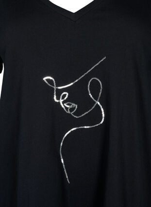 Cotton t-shirt with sequins, Black W. Face, Packshot image number 2