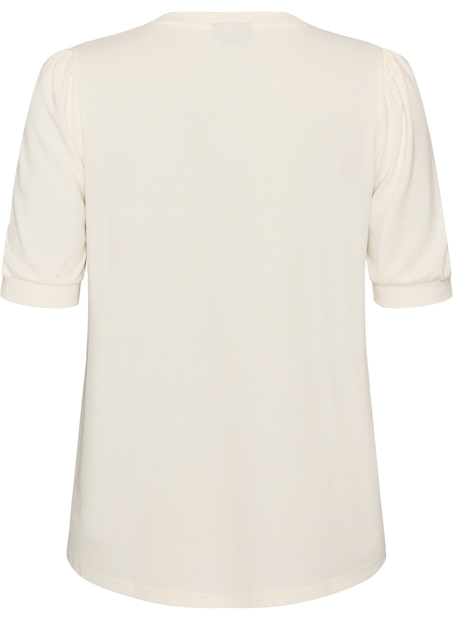 ZizzifashionBlouse with button detail and short puff sleeves, Beige, Packshot image number 1
