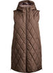 Mid-length quilted gilet with hood, Brown, Packshot image number 0