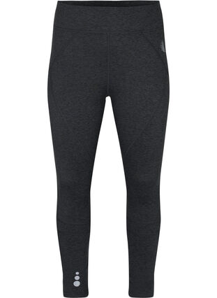 Gym leggings with back pocket and fleece, Asphalt Melange, Packshot image number 0