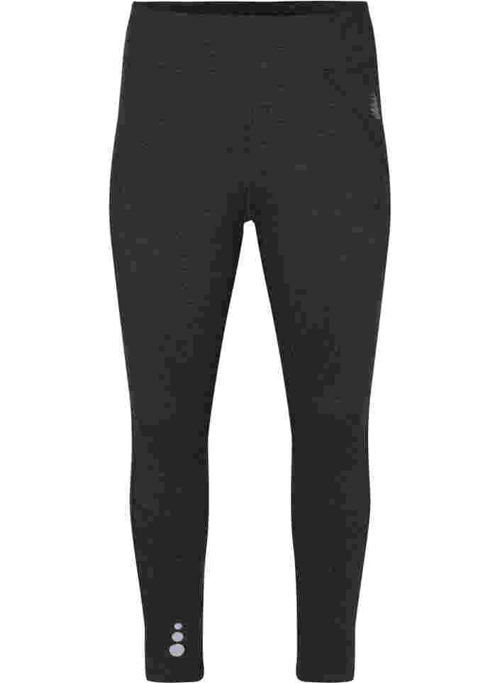 Gym leggings with back pocket and fleece, Asphalt Melange, Packshot image number 0