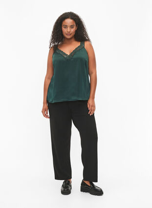 FLASH - Top with v-neck and lace edge, Scarab, Model image number 2