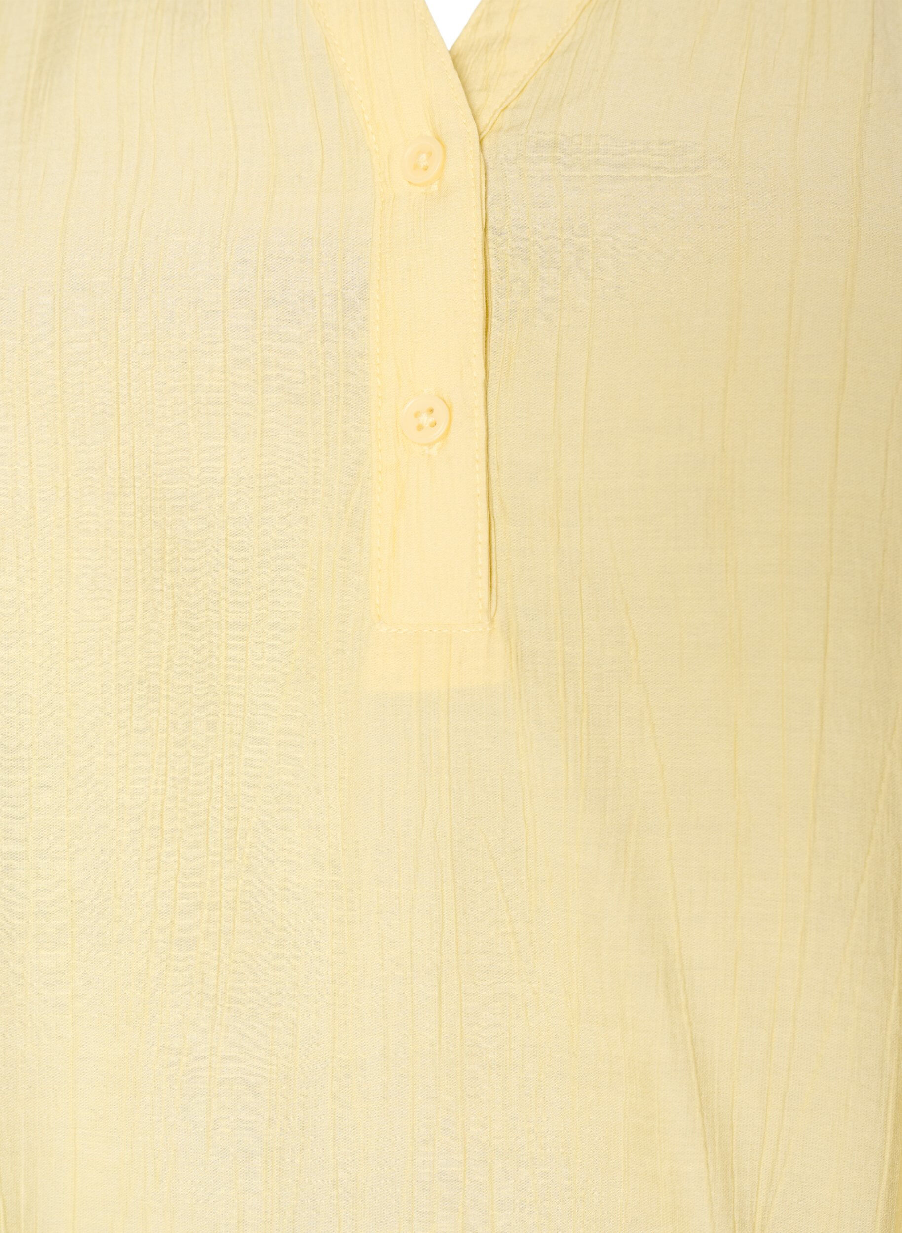 ZizzifashionShort-sleeved blouse in a viscose blend with texture and ruffle sleeves, Yellow, Packshot image number 2
