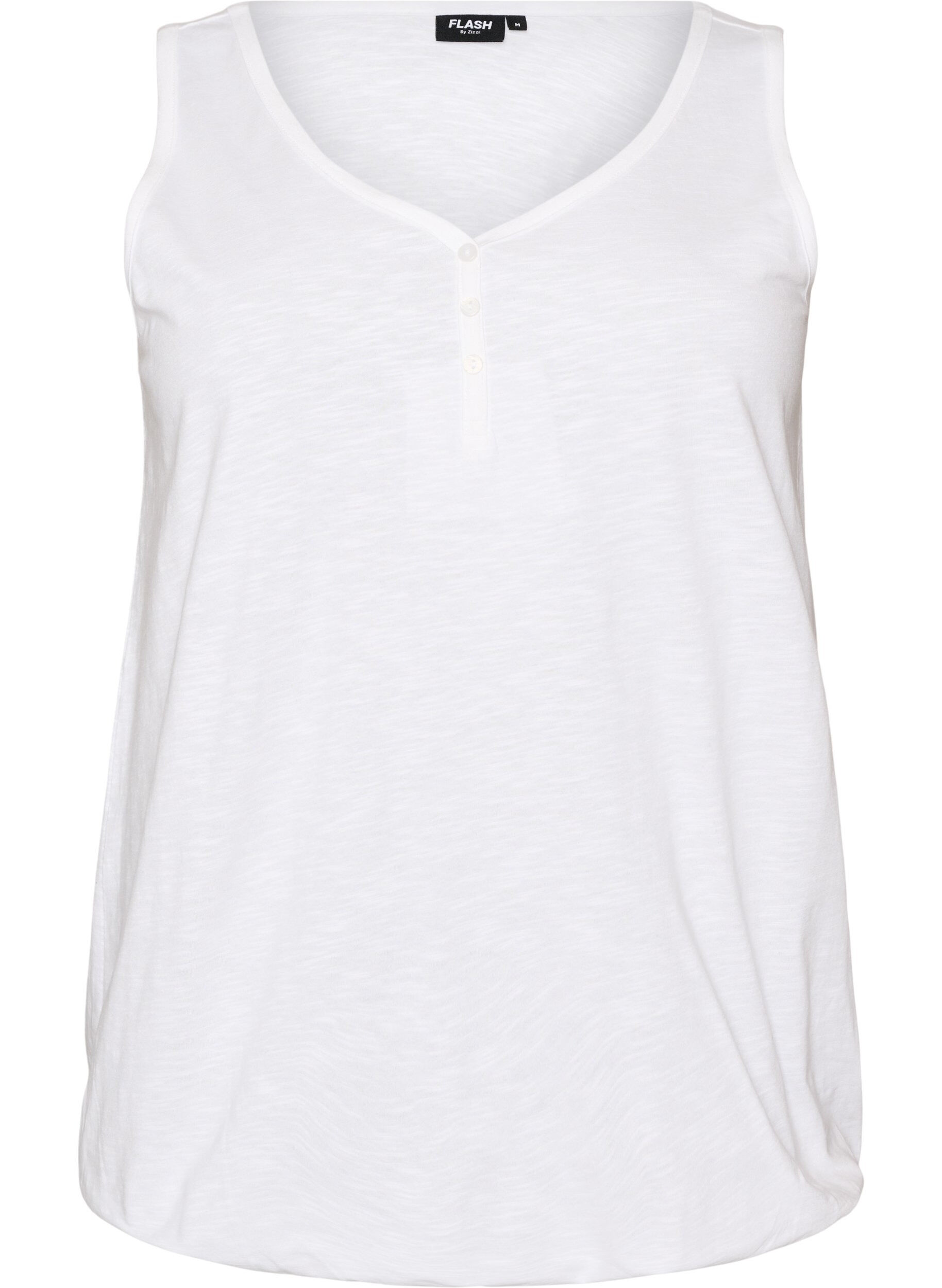 ZizzifashionTank top in organic cotton with V-neck and buttons, White, Packshot image number 0