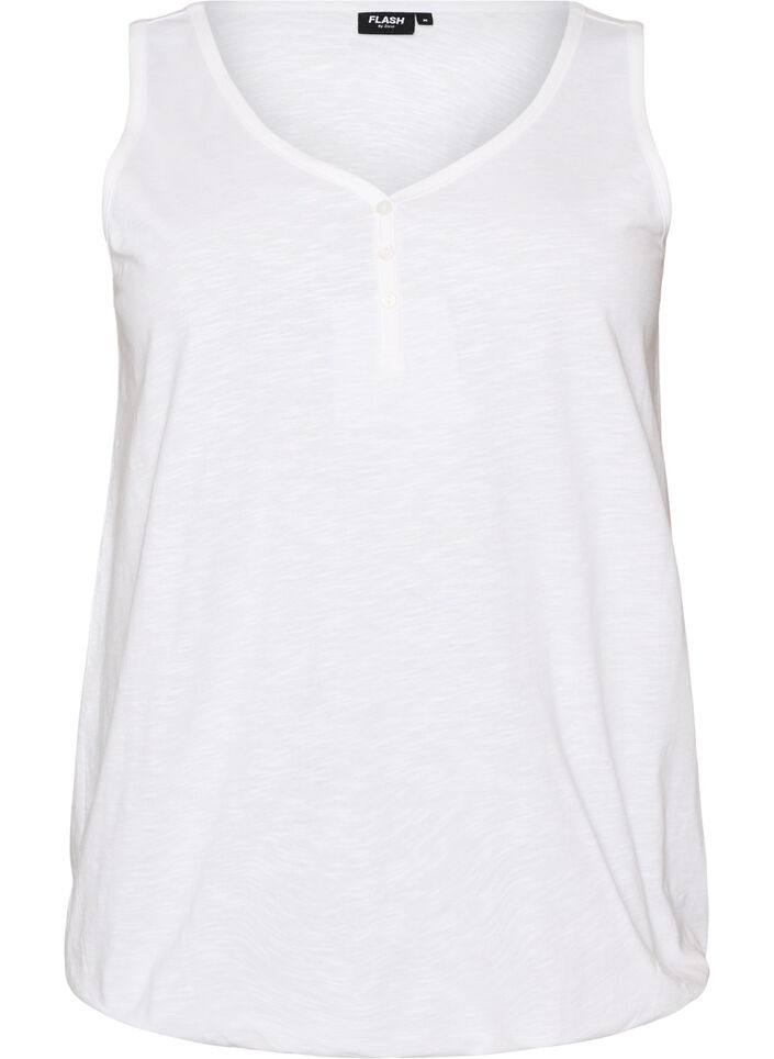 Tank top in organic cotton with V-neck and buttons, White, Packshot image number 0