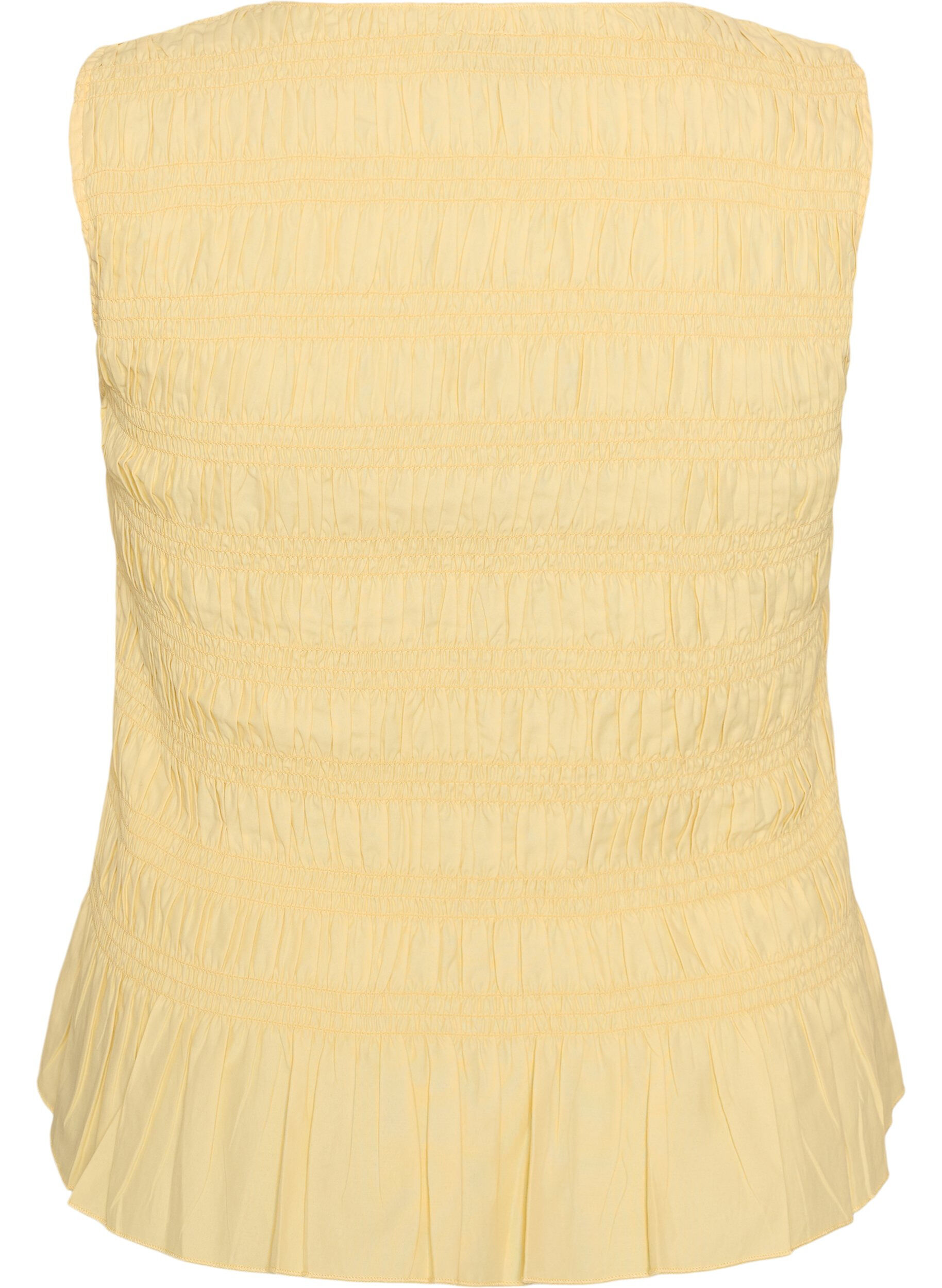 ZizzifashionSmock top with boat neck and peplum hem, Yellow, Packshot image number 1