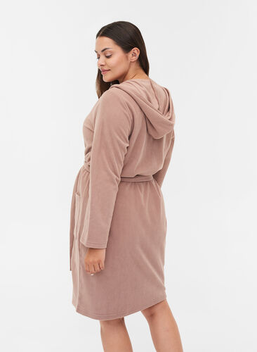 Bathrobe with hood and pockets, Brownie, Model image number 1