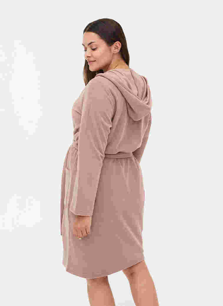 Bathrobe with hood and pockets, Brownie, Model image number 1
