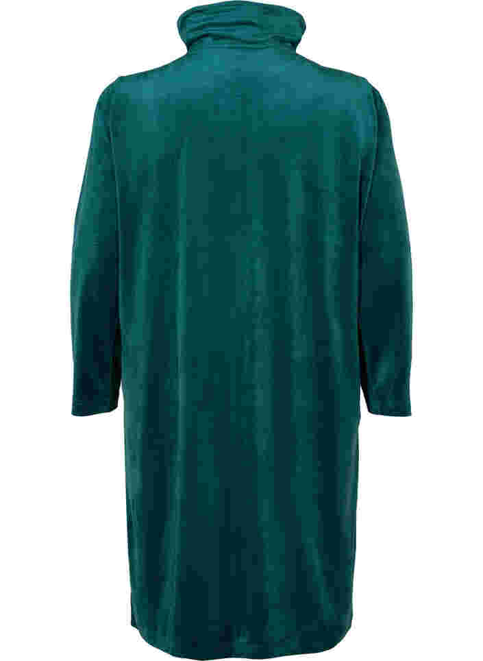 Velour robe with zip and pockets, Ponderosa Pine, Packshot image number 1
