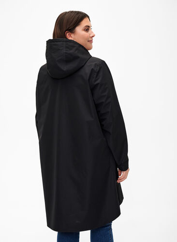 Raincoat with pockets and hood, Black, Model image number 1