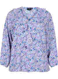 Printed blouse with ruffles