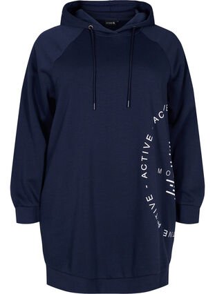 Long sweatshirt with a hood and print details, Night Sky, Packshot image number 0