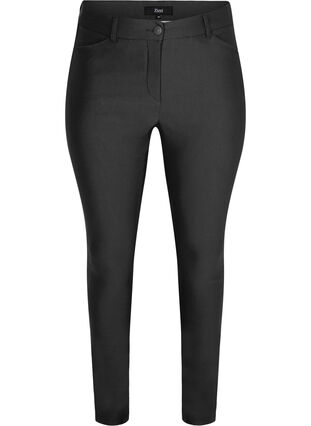 Cropped trousers with a light shine, Black, Packshot image number 0