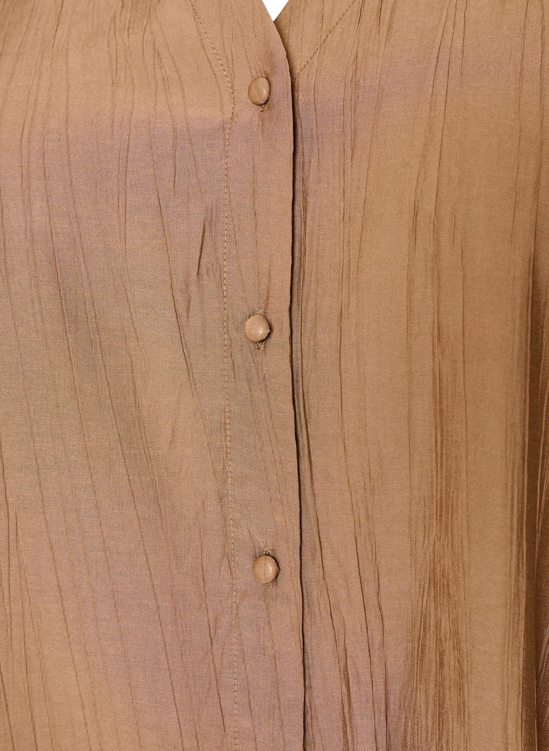 ZizzifashionViscose blouse with buttons and texture, Brown, Packshot image number 2