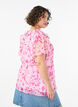 Floral blouse with a frill collar and peplum effect, Pink, Model image number 2