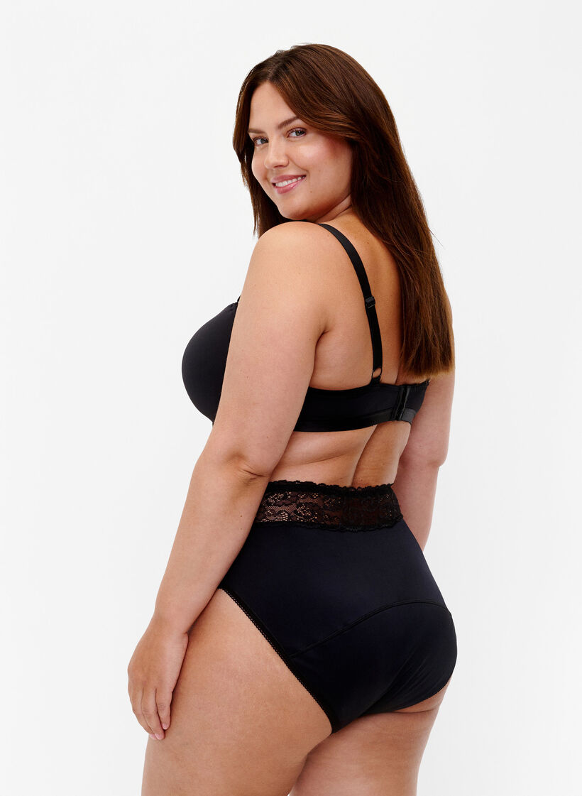 Period panties with lace, Black, Model image number 1