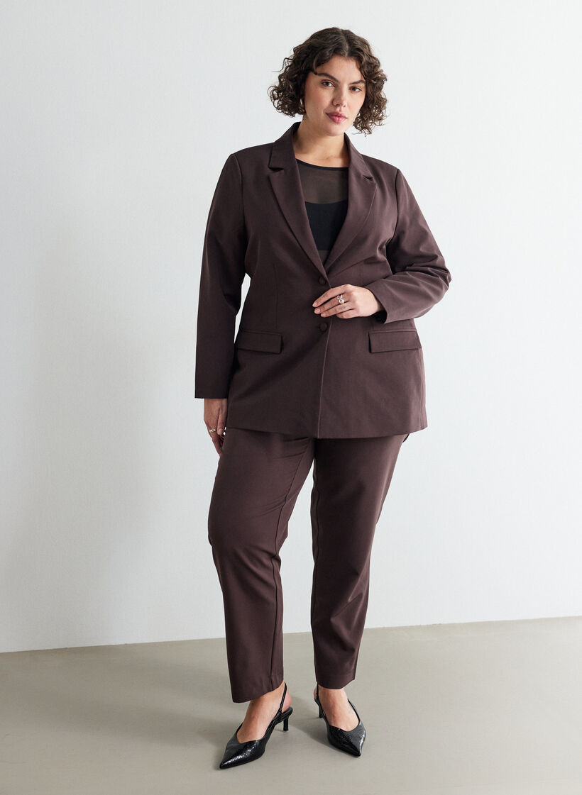 Classic blazer with button fastening, Brown, Model image number 1