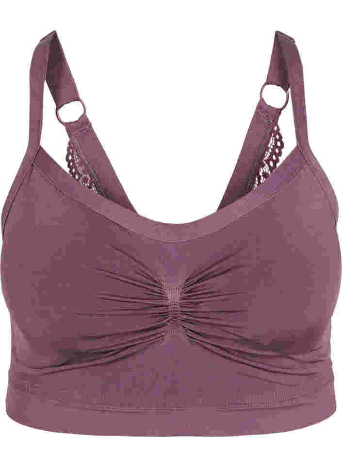 Soft bra with lace back, Black Plum, Packshot image number 0