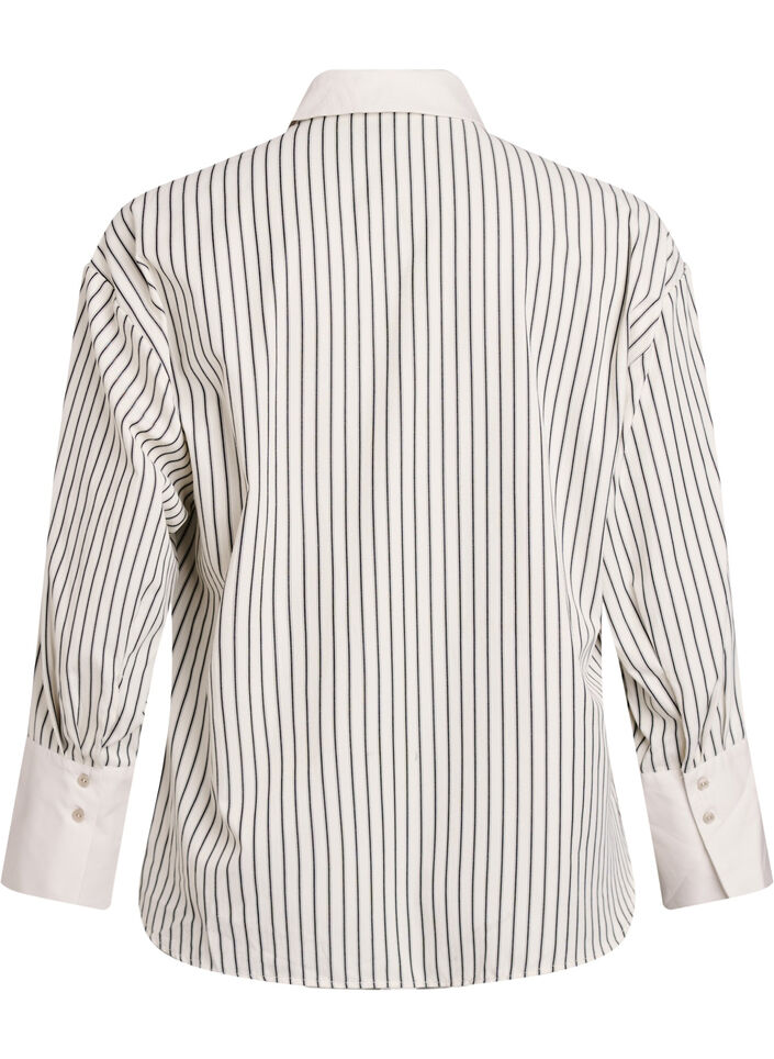 Loose striped shirt with wide cuffs, White, Packshot image number 1
