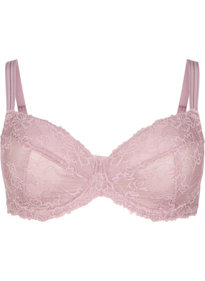 Full cover bra in mesh with lace, Rose, Packshot image number 0
