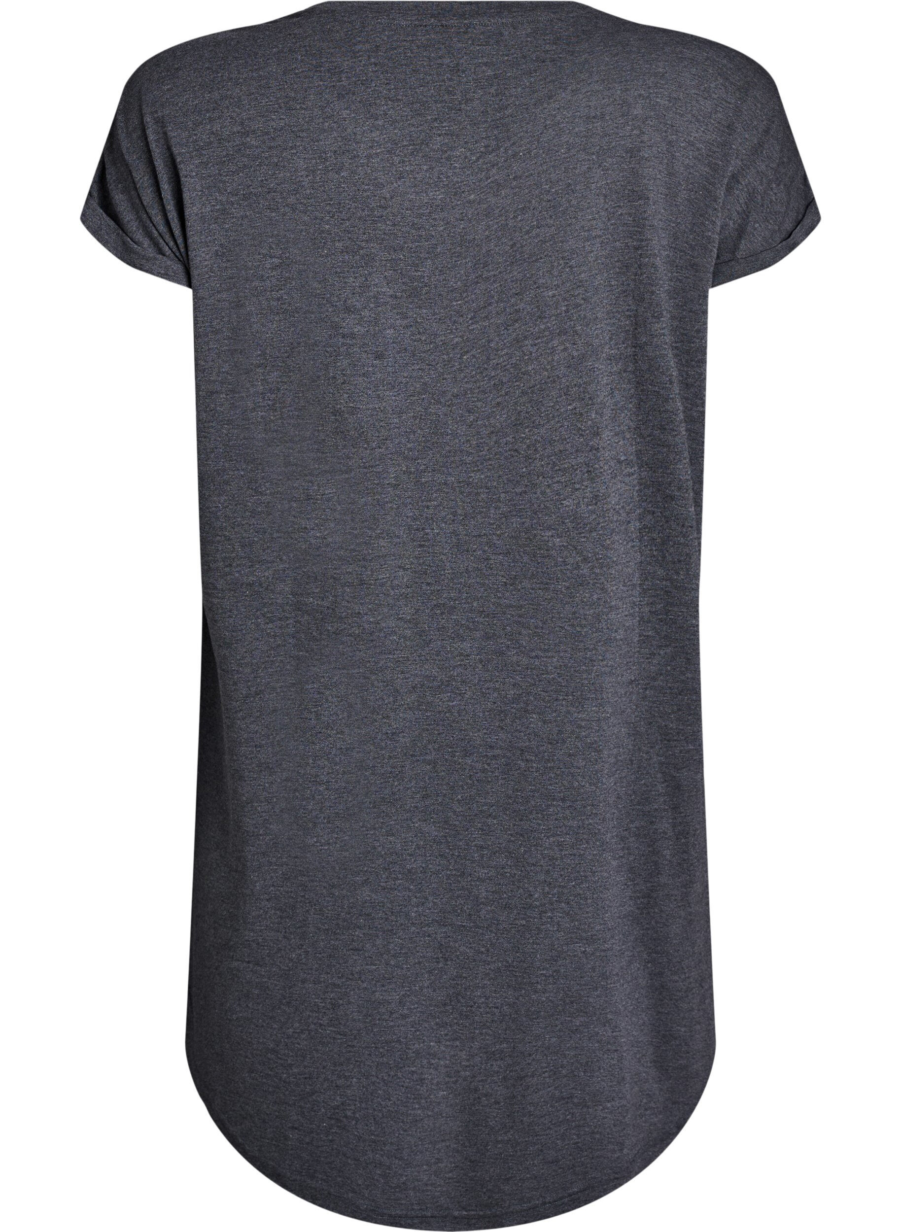 ZizzifashionShort sleeve nightgown with text print, Black, Packshot image number 1