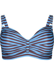 Underwired bikini bra with print, BlueBrown Stripe AOP, Packshot