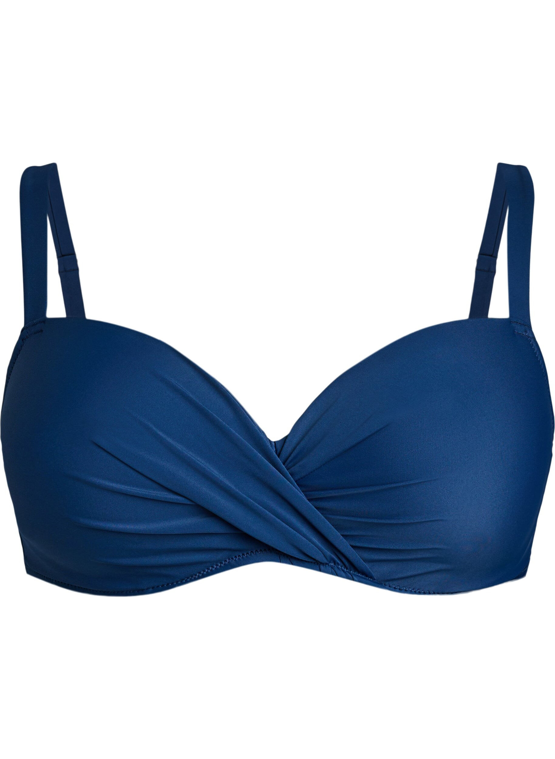 Zizzifashion Bikini top with underwire and draping, Blue, Packshot image number 0