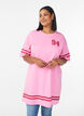 Short T-shirt dress with sporty details, Pink, Model image number 0