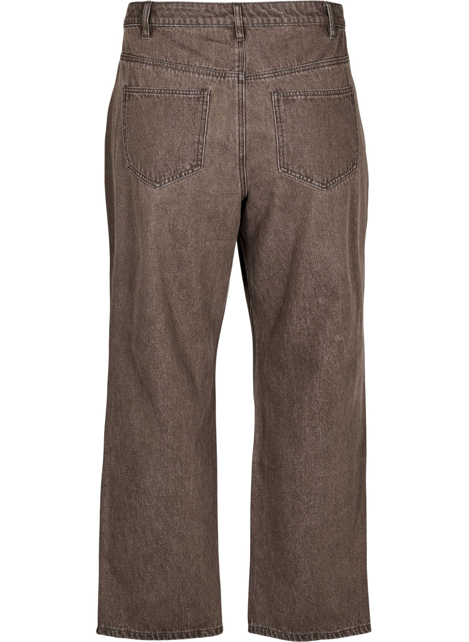 Zizzifashion Straight fit jeans in coloured denim, Brown, Packshot image number 1