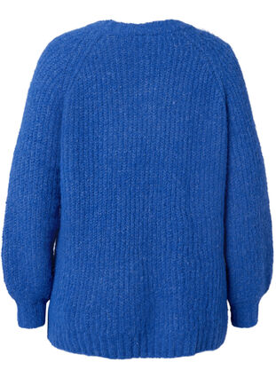 Knitted sweater with wool and raglan sleeves, Princess Blue, Packshot image number 1