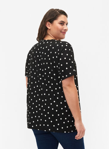 FLASH - Printed t-shirt with v-neck, Black Dot, Model image number 1