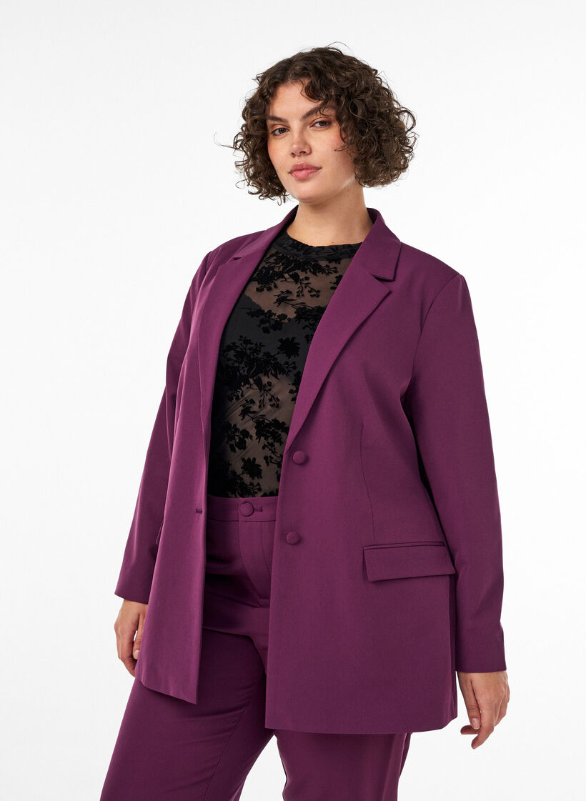 Classic blazer with button fastening, Purple, Model image number 0