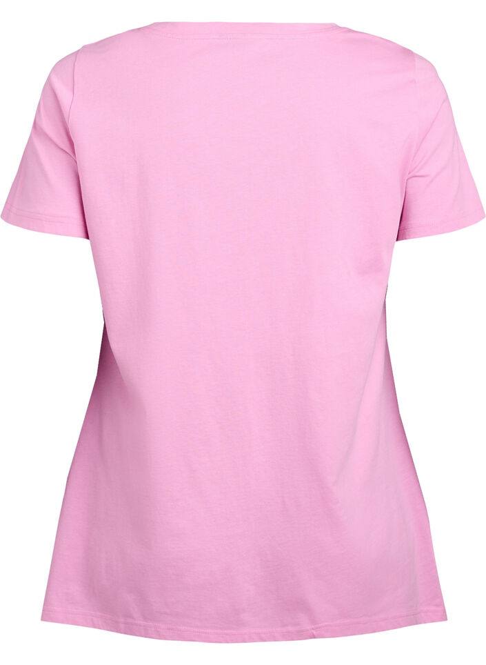 T-shirt with a round neck and A-line shape, Pink, Packshot image number 1