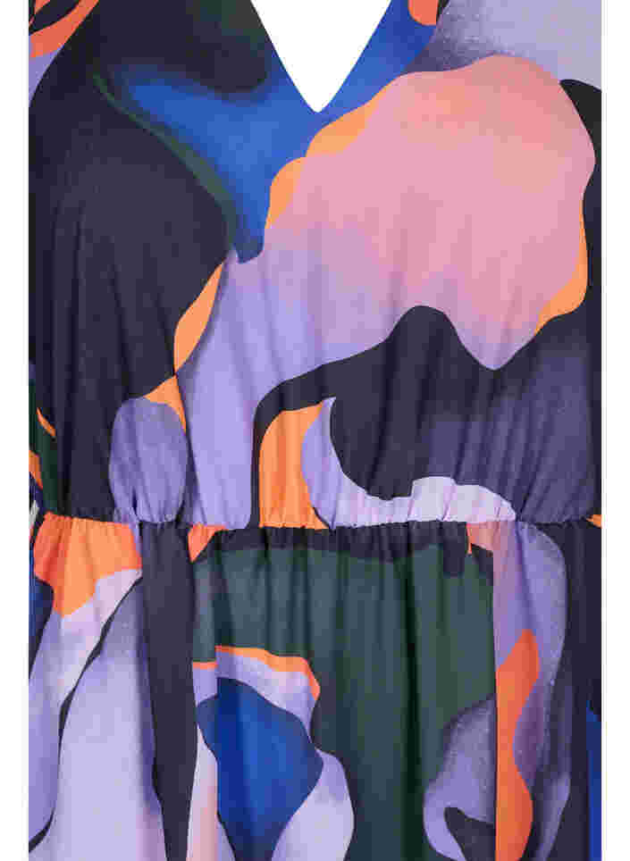 Midi dress with v-neck in coloured print, Big Scale Print, Packshot image number 2