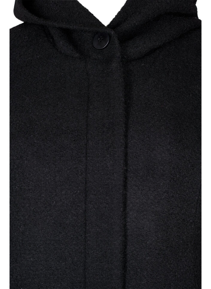 A-line coat with hood, Black, Packshot image number 2