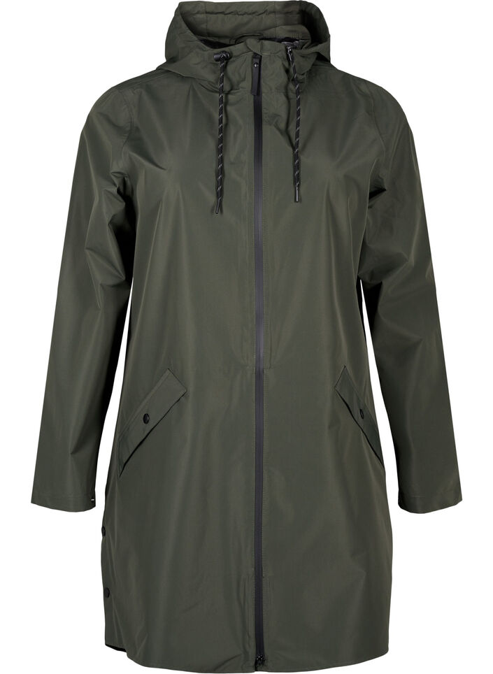 Rain jacket with pockets and a hood, Green, Packshot image number 0