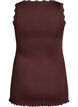 Tank top with lace trim and eyelet embroidery, Brown, Packshot image number 1