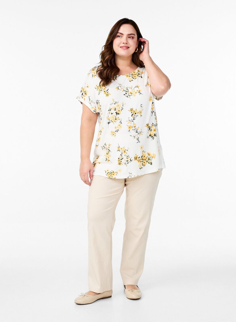 T-shirt with floral print, Yellow, Model image number 1