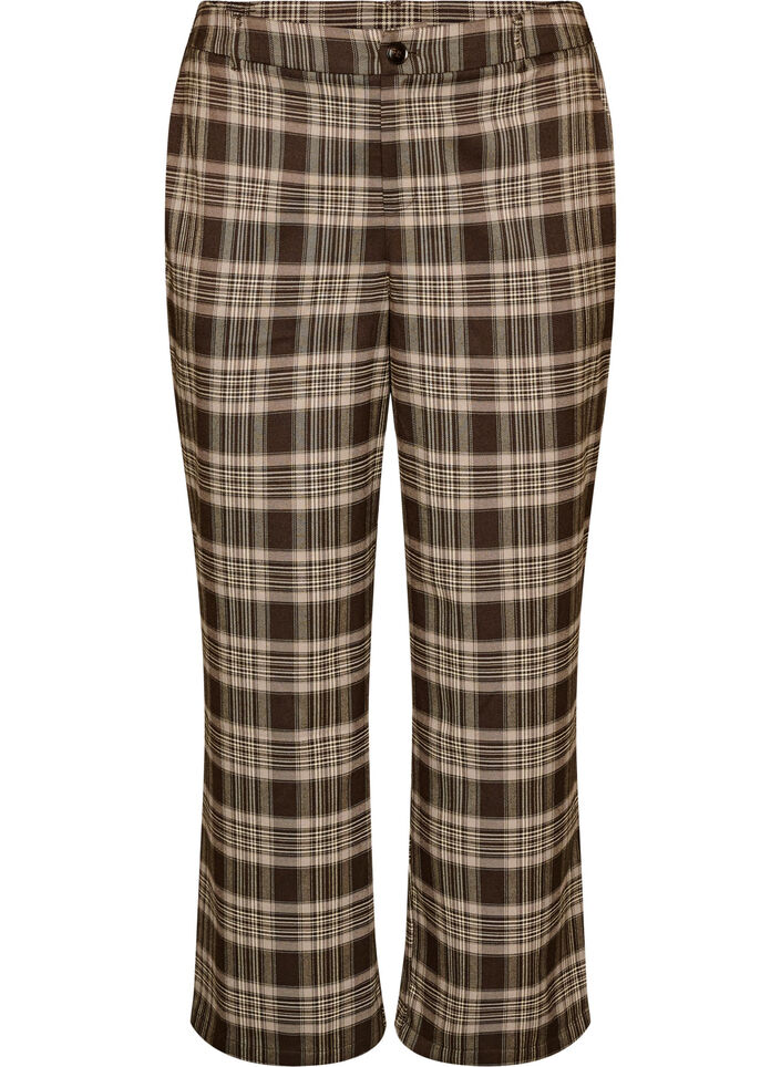 Checked trousers with wide legs, Brown, Packshot