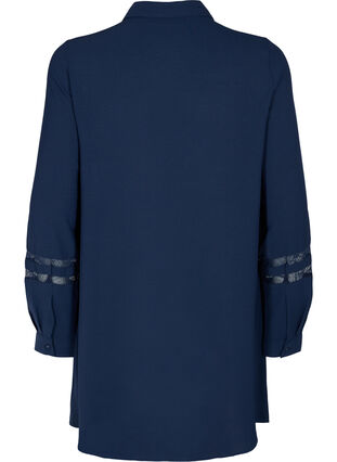 Long shirt with lace details, Navy Blazer, Packshot image number 1