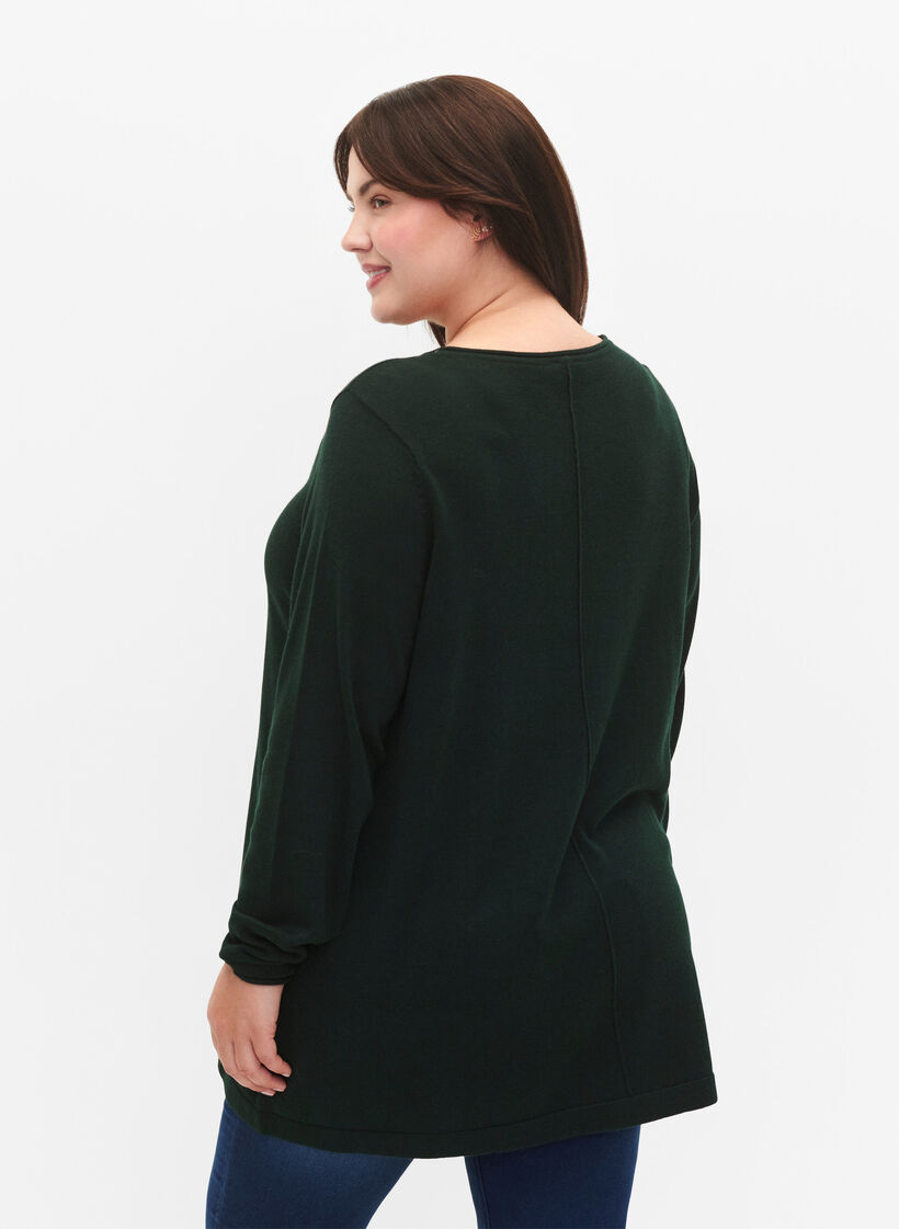 Knitted blouse in cotton-viscose blend, Green, Model image number 2